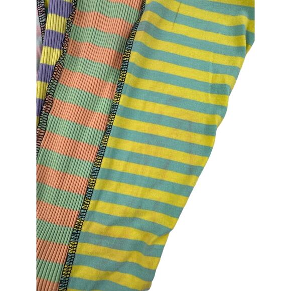 The Ragged Priest - Patchwork Stripes One Shoulder Top & Pants in Green & Purple - Picture 2 of 6